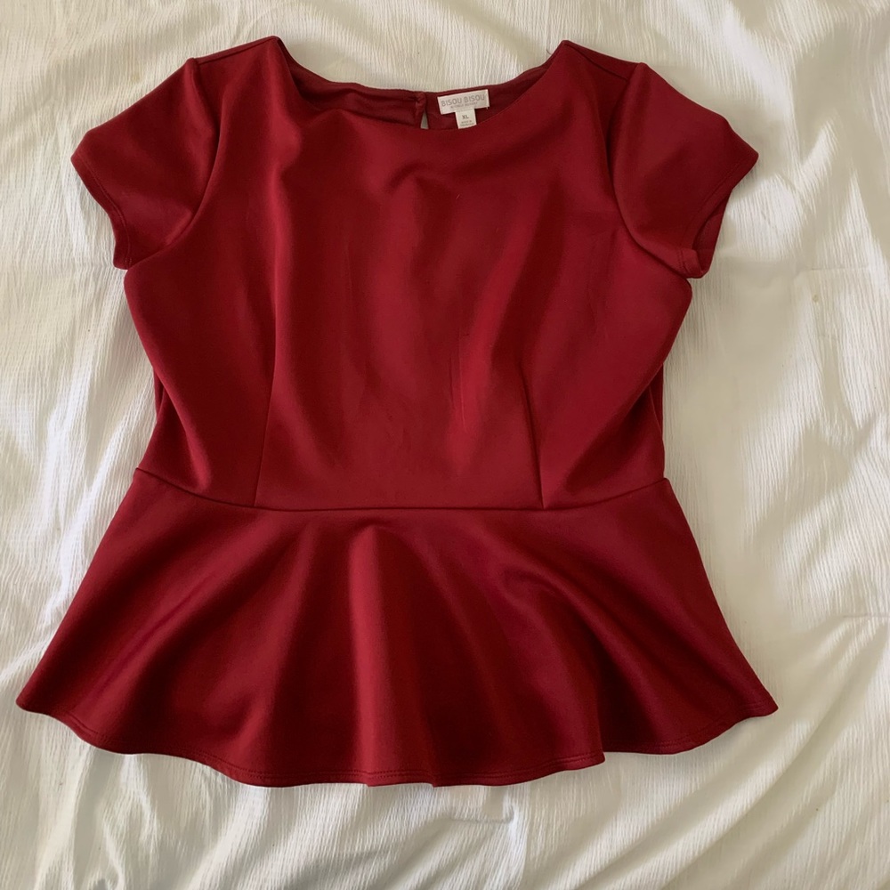 Maroon Peplum Top